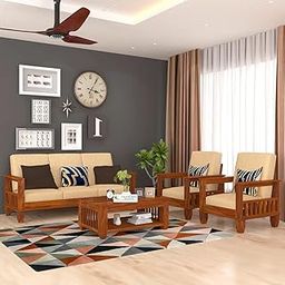 Hariom Handicraft KendalWood ™ Furniture Solid Sheesham Wood Sofa Set , Living Room Furniture (3+1+1 with Center Table) - Brown (Wooden Sofa Set)-image-12