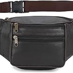 Stylish Real Leather Brown Waist Bag Elegant Style Travel Pouch Passport Holder with Adjustable Strap(1452_Brownn)-image-2