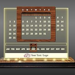 Brown Cloud Personalized Acrylic Perpetual (Never Ending, Endless) Table/Desk Calendar with LED Wooden Stand with Customized Message/Quote for Personal/Corporate Gift (Dcal Acry01) (1 Piece)-image-17