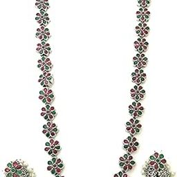German Silver Stone Studded Oxidized Jewellery Set for Women & Girls-image-68