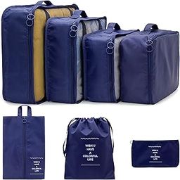 7 Set Packing Cubes Clothes Storage Bag Luggage Packing Organizers for Travel Accessories PAZIMIIK,Navy blue-image-39