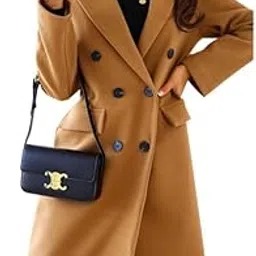 kacheeg Women's Double Breasted Wool Jacket Long Sleeve Lapel Button Front Coat for Autumn and Winter-picture-22