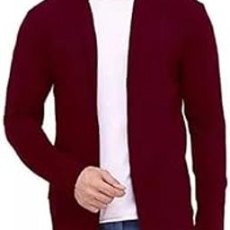 Open Cardigan Full Sleeve Shrug for Men and Boys (Maroon)-33