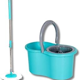 D&D NX Plastic 10L Spin Mop Bucket | Extendable Handle Moppers for Cleaning Floor with 2 Refills | 360° Floor Cleaner Mopping Machine Set for Home & Office | Pocha Stick (Green)-10