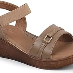 Women's Brown Adjustable Wedge Sandals-image-1