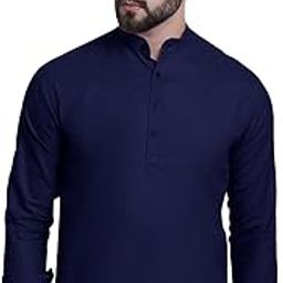 Mens Cotton Blend Long Sleeves Solid Casual Round Neck Short Kurta-image-18