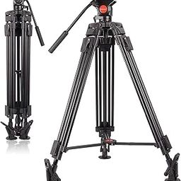 POLAM-FOTO 64’’Aluminum Heavy Duty Video Tripod Max Load 8kg with Fluild Head Tripod Stand for Canon Nikon DSLR/SLR Camera Camcorder Telescope Bnoculars,Carry Bag（Black）-22