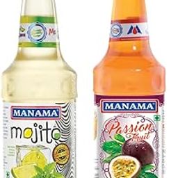 Manama Original Mojito Syrup and Passion Fruit Syrup, 750ML Each, Mixer for Mocktails, Cocktails, Drinks, Juices, Beverages, Pack of 2-16