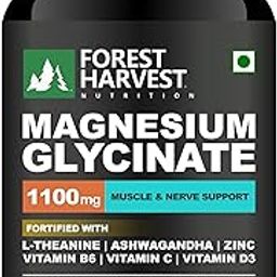 Forest Harvest Magnesium Glycinate 1100mg with L-Theanine, Ashwagandha, Zinc, Vitamin B6, C & D3 | 100 Veg Capsules | WHO-GMP, HACCP, ISO Certified-image-63