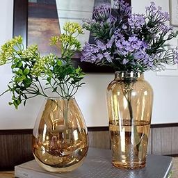 Vrct Elegant Handcrafted Decorative Glass Vase – Perfect for Home Decor, Flower Arrangements, and Stylish Interior Accents(Pack of 2) (Only Glass Vase, Flower not Included) (Ambar)-image-32