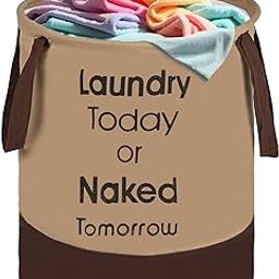 Kuber Industries 45L Foldable Dirty Clothes Laundry Basket With Handles For Washing - Baby Unwashed Dress Bin/Storage Box | Light & Dark Brown-6