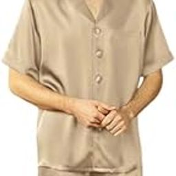 Men Beige Half Sleeve with Shorts Satin Night Suit-picture-43