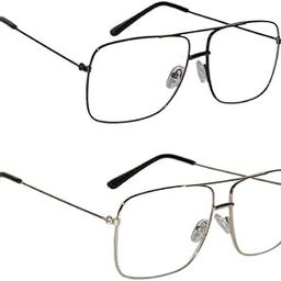 Combo of Black & Silver Night Vision Clear Lenses Unisex Square Sunglasses (ST001B-S)-image-27