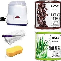 CUVLY Wax Kit Wax Heater Machine Waxing Kit Combo Wax Machine Chocolate Cream Wax (550 gm) Aloe Vera (550 gm) Strips (70pcs) Spatula(Kinfe),Sponge) | Hair Removal Waxkit (Wax Warmer Waxing Combo)-23