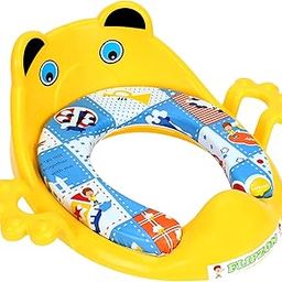 FLIPZON Premium Baby Cushioned Potty Seat With Easy Grip Handles And Comfortable Seat/Toilet Seat With Handle For Kids/Suitable For Baby Boy/Girl (Yellow) - Plastic-23