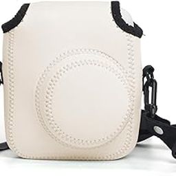Soft Fuji-Film Instant Insta-x Mini 12 Camera Case Bag with Padded Inner Lining, Waterproof Neoprene Surface, and Shoulder Carrying Strap - White-17