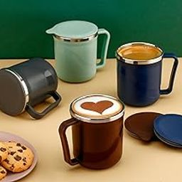 THE SR BRAND Latest Style Coffee Mug with Lid Insulated Stainless Steel for Tea Milk Mug Inner Stylist Double Wall Cup for Home Office Restaurant Use Gift, 250 Milliliters (Multicolor)(Pack of 1)-image-54
