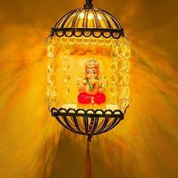 Decorative Hanging Lord Ganesha Wall Lamp with Multicolour LED Light-image-1