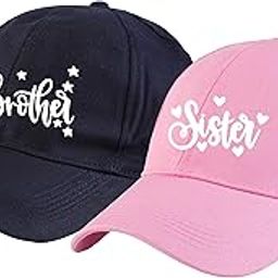 Brother Sister Cotton Cap � Blue & Pink Color, Adjustable Strap, Free Size-image-11