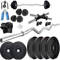 P R Home Gym Combo, Home Gym Set, Gym Equipment Set, PVC (5x2+2.5x2=15 Kg),Fitness Set, with 3ft Curl Rod + One Pair Dumbbell Rods, Weight Plates, Home Gym Kit with Accessories-image-10
