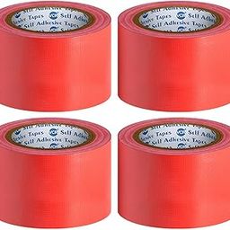 VCR Red Duct Tape - 18 Meters in Length 72mm / 3" Width - 4 Rolls Per Pack - Strong Book Binding Tape - Waterproof Heavy Duty Duct Tape-image-0