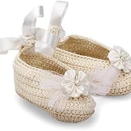 Handmade Crochet Infant Booties for 6-12 Months Girl – Off White | Baby Booties | Infant Shoes (FUNCSH024)-picture-2