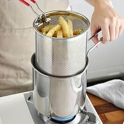 Small Deep Frying Pot with Basket 1200ml Stainless Steel Fryer Pot with Long Handle Mini deep Oil Fryer for FrenchFries/Shrimp/Fish/Chicken Wings/Boiling Butter/Sauce/Gravies/Pasta-picture-13