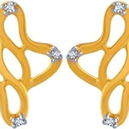 p.c. chandra jewellers 14k (585) Yellow Gold and American Diamond Stud Earrings for Women-picture-21