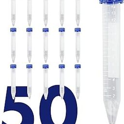 Conical Plastic Test Tube with Screw Caps [50 Pack], 15mL Test Tubes with Lids, 15 mL Falcon Tubes with Printed Graduation and Write-on Spot for Research, School Collages, Non medical Grade-image-3