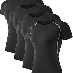 4 Pack Women's Compression Shirt Running Athletic T-Shirts Workout Tops Baselayer Short Sleeve Yoga Gym Sports Gear-image-82