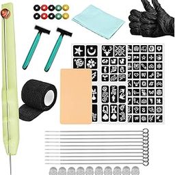 Pro Portable Tattoo Diy Tools Home Self Handmade Tattoo Pen Tattoo Set|Professional Complete Tattoo Kit & Supplies, Tattoo Ink Set with Accessories, Body Art Stencil Pack For All|-image-21
