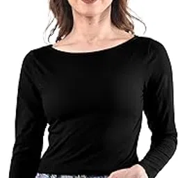 Boat Neck Long Sleeve Stylish Cotton Crop Top for Womens, Readymade Saree Blouse-image-88