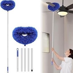 Max 66'' Ceiling Fan Cleaner Duster Reusable Microfiber Ceiling Fan Blade Cleaner Removable Duster with Extension Pole for Cleaning Walls Bookshelves Furniture Door Window Top, Jewel Blue, 1 Pack-image-71