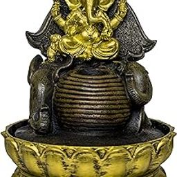 TIED RIBBONS Ganesha Statue Decorative Water Fountains with LED Light for Tabletop Waterfall Indoor Outdoor Living Room Garden Home Decoration and Gifts-image-38