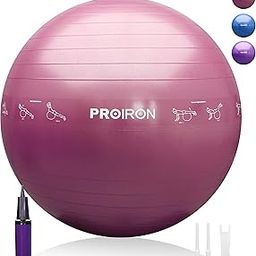 PROIRON Printed Gym Ball - 55cm Red Exercise Ball With Postures, Anti-Burst Swiss Ball for Yoga, Pilates, Fitness, Pregnancy, Labour - Pump Included-image-38