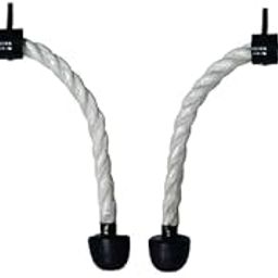 INDIA ENTERPRISES HUB Pull Down Rope, Smith Machine Accessories, Tricep Cable Attachment for LAT Pulldown and Any Pulley SystemNylon Braided Tricep Rope (White) (2PCS)-24