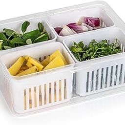 Xmart india Fridge Storage Boxes Freezer Storage Containers, Container for Kitchen Storage Set, Storage in Kitchen, Vegetable Storage, Draining Crisper Refrigerator Food Box (4 Detachable Small Boxes)-picture-10