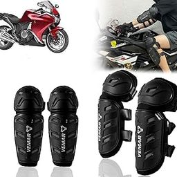 Auto Pearl Motorcycle Knee Shin Guards Elbow Pads, 4 in 1 Monstor Style Knee Shin Safe Protection Armor for Moto Cycling Racing compatible with VFR 1200 F (Black, 4Pcs)-image-83