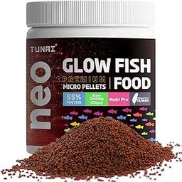 TUNAI Glow Widow Fish Food | 40G | 55% Protein for Strong Tissue Growth| 600 Microns Slow Sinking Aquarium Guppy Food (600 Microns Granules) - All Life Stages-image-64