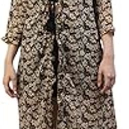 Women's Floral Print Georgette Tie-up Shrug for Women Frilled 3/4 Sleeves Long Length Loose Fit Western Shrug One Piece Casual College Office Wear Fashionable Party for Ladies (Multicolor)-image-123