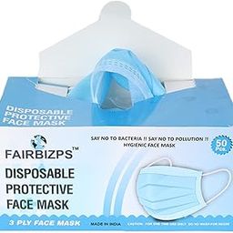 FAIRBIZPS Fabric Disposable Face Mask with Nose Clip (Blue, Pack of 50), 3 Ply Mask, Suitable for Home, School, Office and Outdoors-image-14