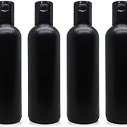 Empty Black HDPE Bottle with Disc Flip Top Cap Refillable Reusable Cosmetic Container for Lotion Shampoo Oil Toner Serum Conditioner BPA free Leakage proof - 200ml(Pack of 6)-41