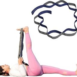 WiseLife 11 Loop Yoga Belt for Men & Women | Multi Functional Non Slip, Lightweight Loop Stretchable Belt for Yoga, Pilates, Gymnastics, Dance & Flexibility, Home Fitness & Therapy | Yoga Props-13