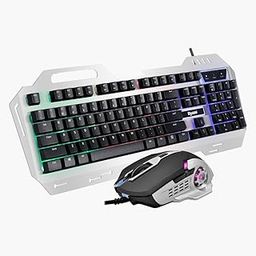 Dyazo Metal Gaming Keyboard & Mouse Combo RGB Static Light| 12 Multimedia Keys | Braided Cable 1.5 Metres (Silver)-25