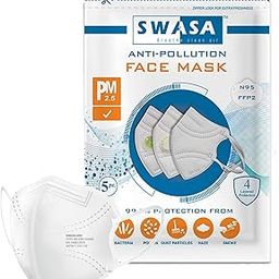 SWASA - Breathe clean air PM 2.5, UV Sterile N95 And FFP2 Nanofiber Filtration Mask (White) - Pack Of 5-image-58