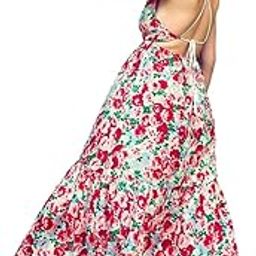 Women Dresses Floral Beach Dress Long Maxi Backless Dress-image-17