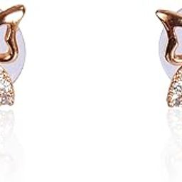 18k Rose Gold Plated Clip On Hoop Earrings,Stylish Women Earrings, Latest Fancy Zircon Copper Bali Earrings for Women and Girls (Butterfy)-12