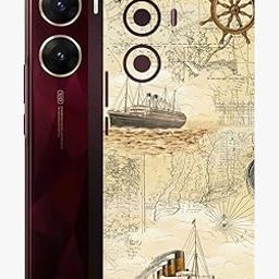 AtOdds - VIVO V29e - Mobile Back Skin Sticker - Lamination - Rear Screen Guard Protector Film Wrap (Coverage - Back+Camera+Sides) (Design - Pirate Map)-image-87