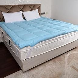 DAKSH Ultra Soft & Fluffy 2500 GSM Mattress Topper Queen Size Bed, Cotton Top & Bottom for Better Sleep - 3 Inch Thick Microfiber Mattress Padding with Elastic Bands, Sky Blue - 60x78Inch | 5X6.5Feet-image-21