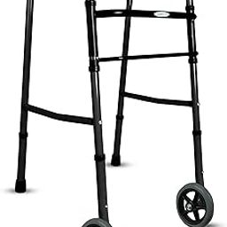 Entros Adult Walker with Wheels | Lightweight, Foldable & Height Adjustable Walkers for Adult, Senior Citizens, Handicap & Patients | MS Powder Coated, Black, W779AW-image-22